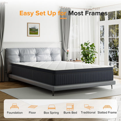 Materasso a molle SweDrea da 12 pollici, mediamente rigido, per il sollievo dal mal di schiena e il raffreddamento, con certificazione CertiPUR-US, SGS e OEKO-TEX.