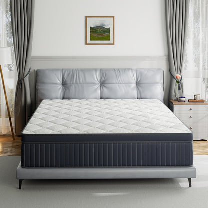 Materasso ibrido a molle insacchettate SweDrea da 12 pollici con memory foam in gel e pillow top di medie dimensioni, certificato CertiPUR-US, SGS e OEKO-TEX.