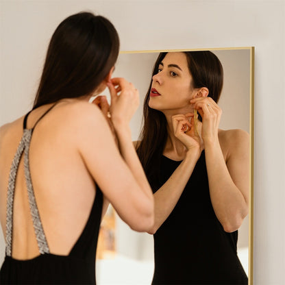 Specchio a figura intera con supporto, specchio da terra con cornice in lega di alluminio per camera da letto, specchio a figura intera da parete, guardaroba