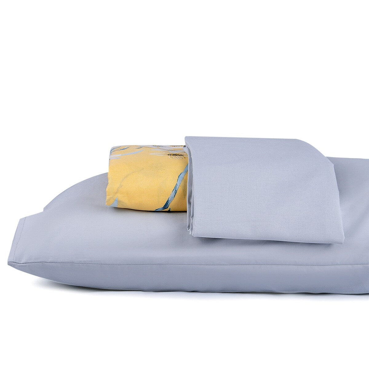 Set copripiumino in cotone giallo e grigio Bahar Cherry Blossom