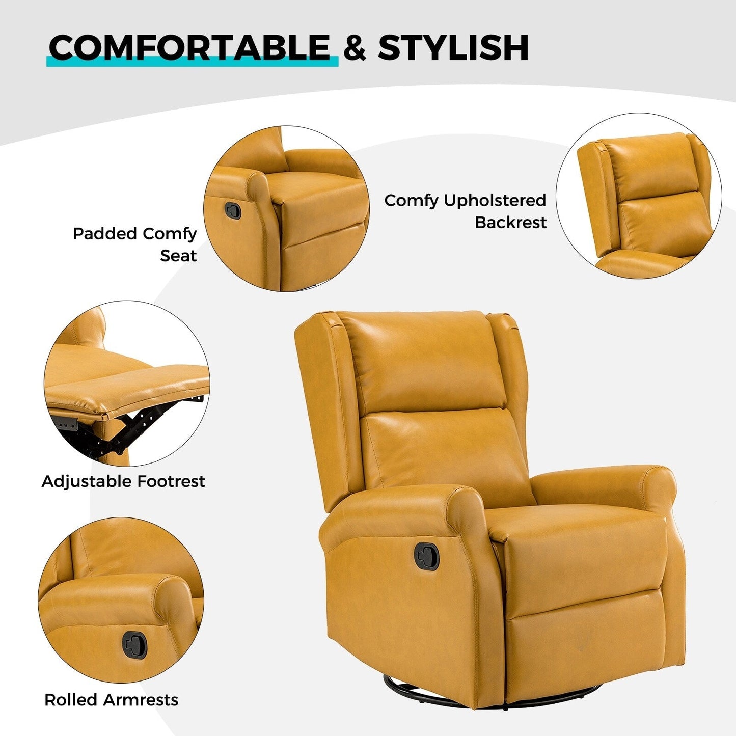 Sedia girevole per bambini Baksoho Contemporary in similpelle con base in metallo di HULALA HOME