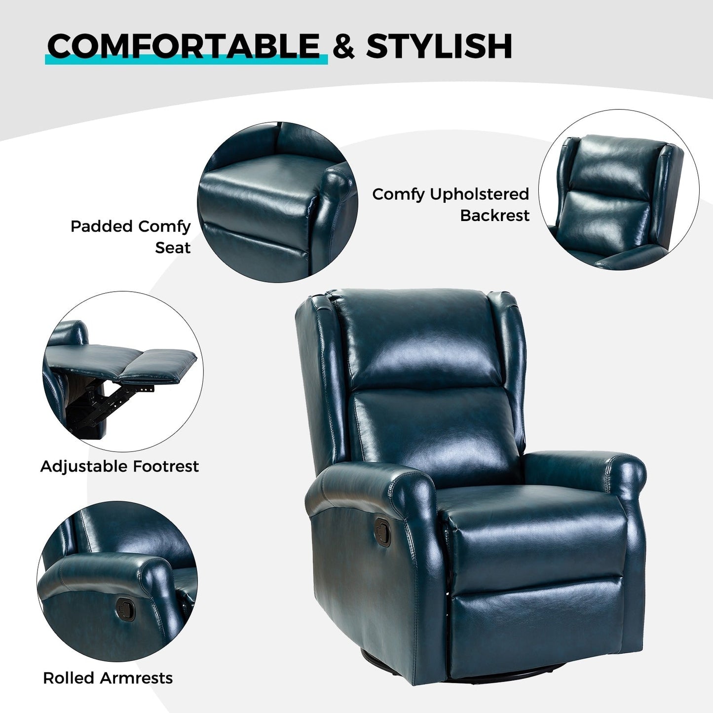 Sedia girevole per bambini Baksoho Contemporary in similpelle con base in metallo di HULALA HOME