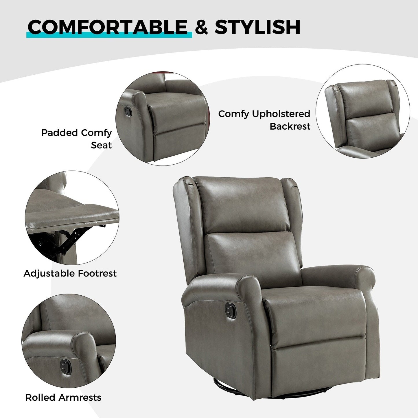 Sedia girevole per bambini Baksoho Contemporary in similpelle con base in metallo di HULALA HOME