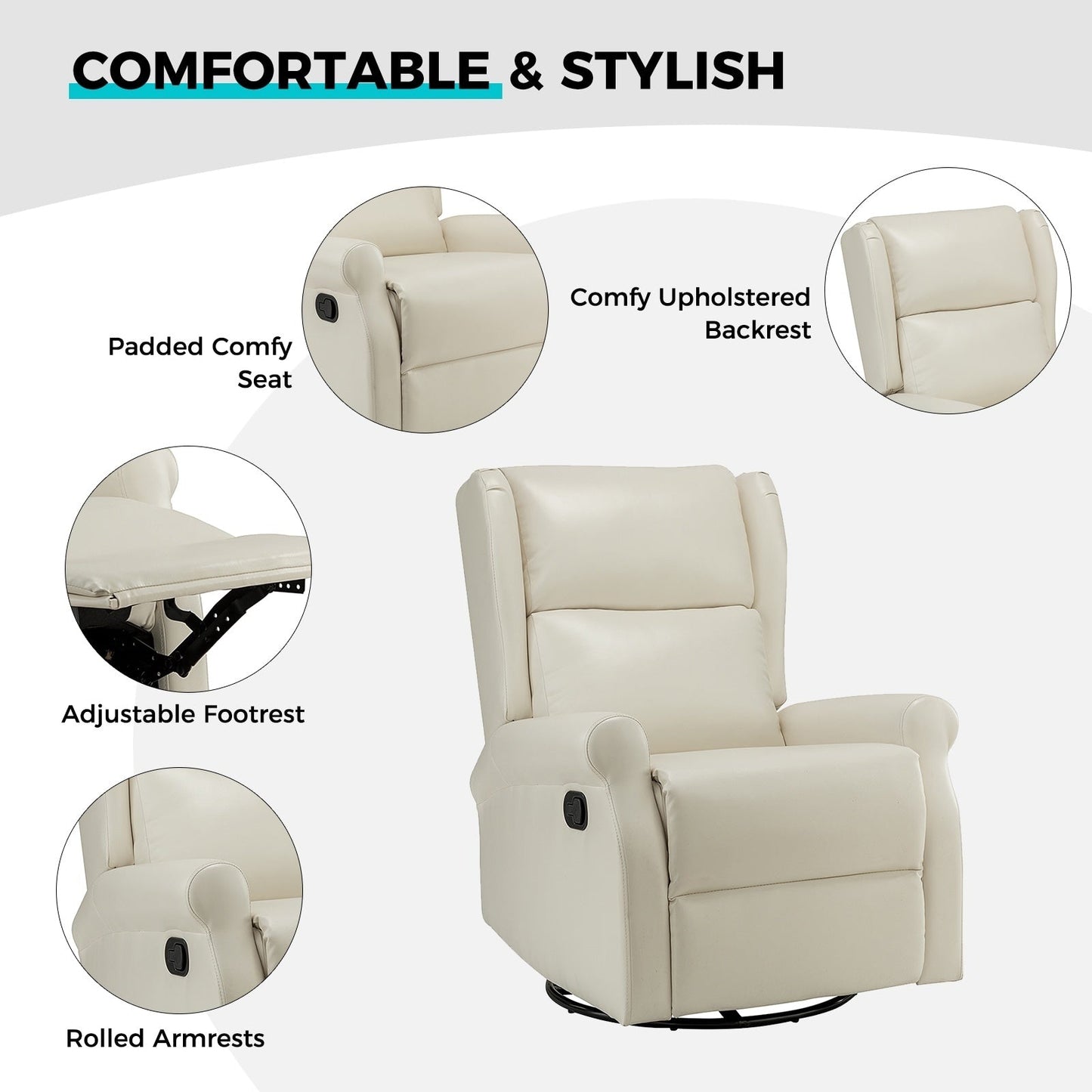 Sedia girevole per bambini Baksoho Contemporary in similpelle con base in metallo di HULALA HOME