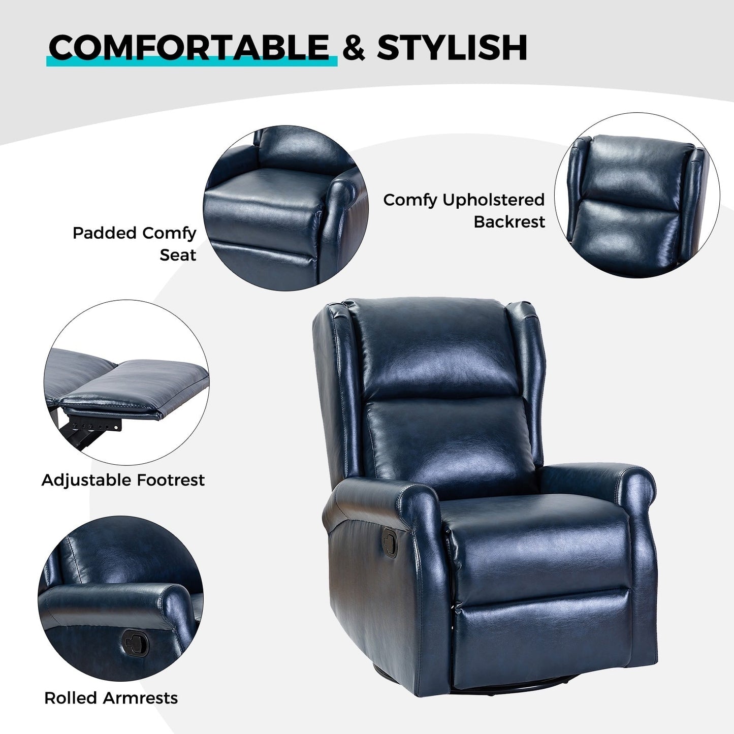 Sedia girevole per bambini Baksoho Contemporary in similpelle con base in metallo di HULALA HOME