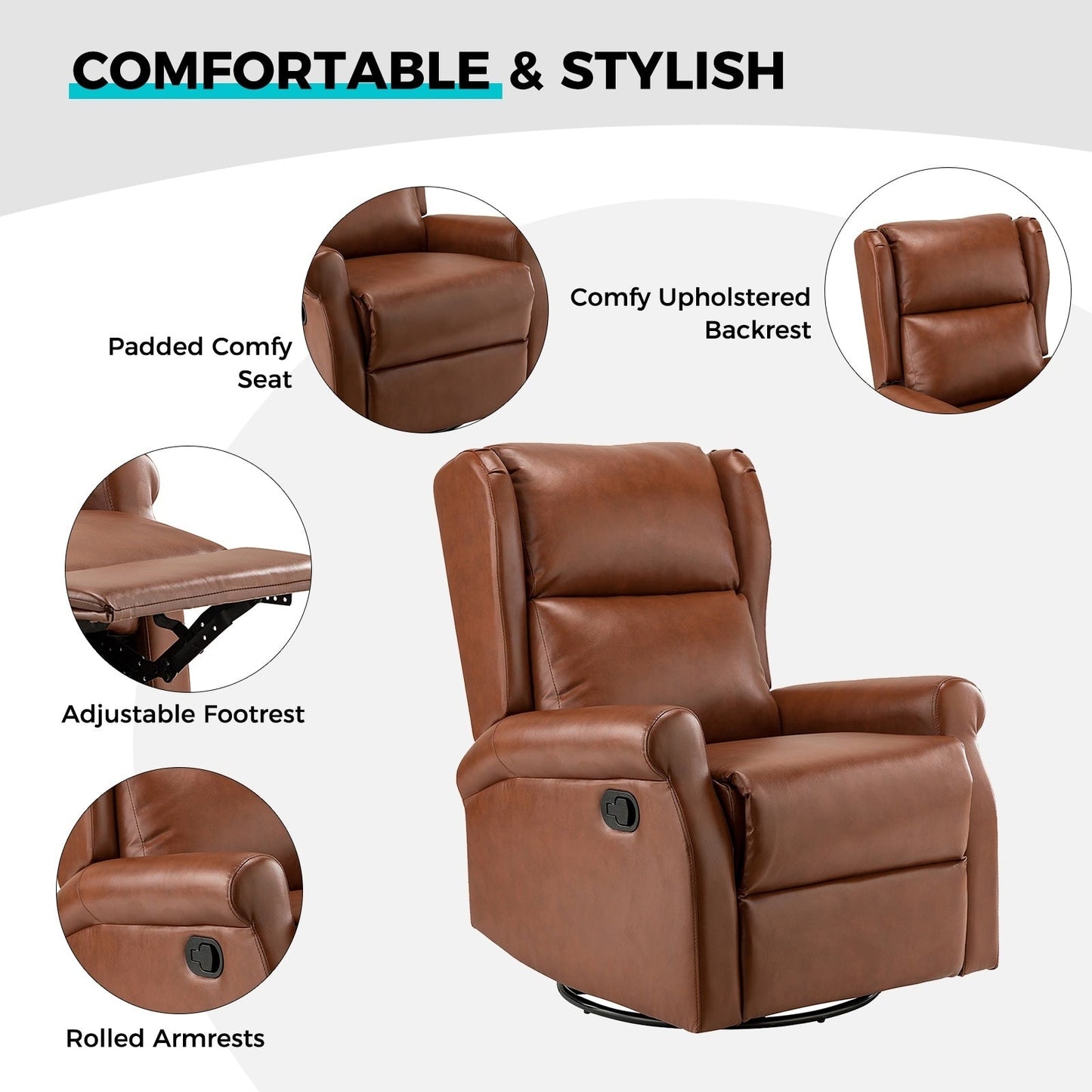 Sedia girevole per bambini Baksoho Contemporary in similpelle con base in metallo di HULALA HOME