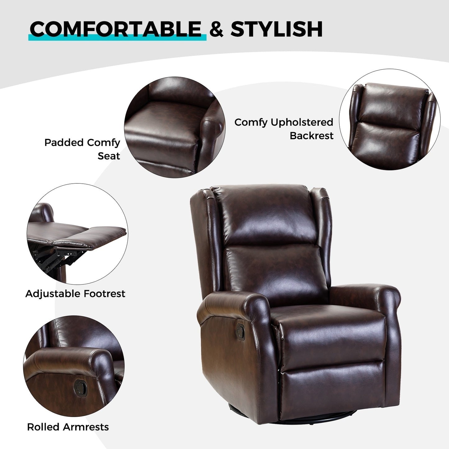 Sedia girevole per bambini Baksoho Contemporary in similpelle con base in metallo di HULALA HOME