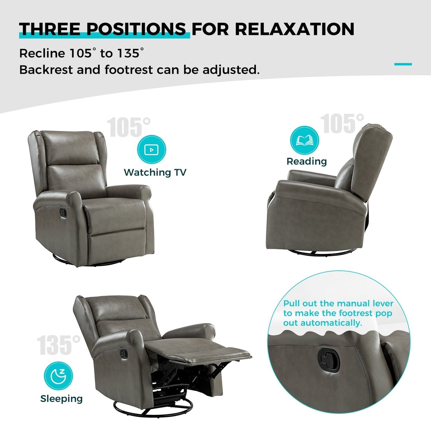 Sedia girevole per bambini Baksoho Contemporary in similpelle con base in metallo di HULALA HOME