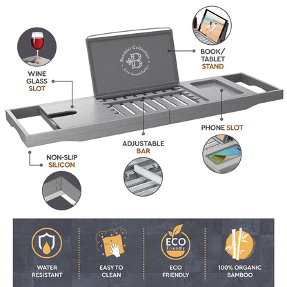 Vassoio per vasca da bagno - Vassoio regolabile in bambù per vasca da bagno - Vassoio pieghevole per vasca da bagno in legno - Accessori per il bagno