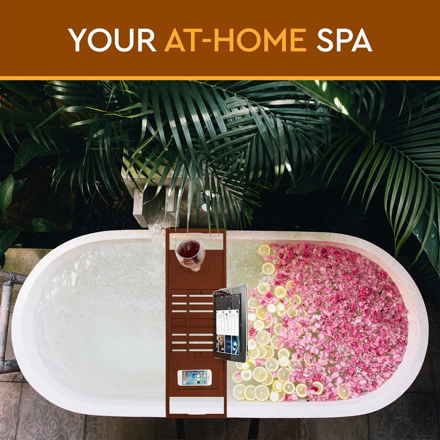 Vassoio per vasca da bagno - Vassoio regolabile in bambù per vasca da bagno - Vassoio pieghevole per vasca da bagno in legno - Accessori per il bagno