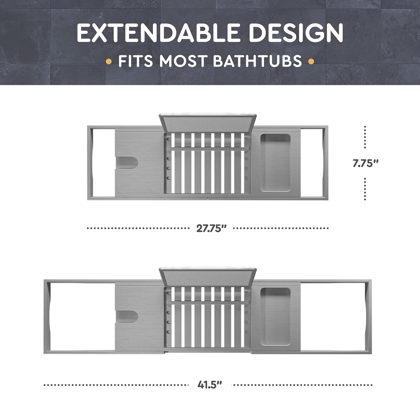 Vassoio per vasca da bagno - Vassoio regolabile in bambù per vasca da bagno - Vassoio pieghevole per vasca da bagno in legno - Accessori per il bagno