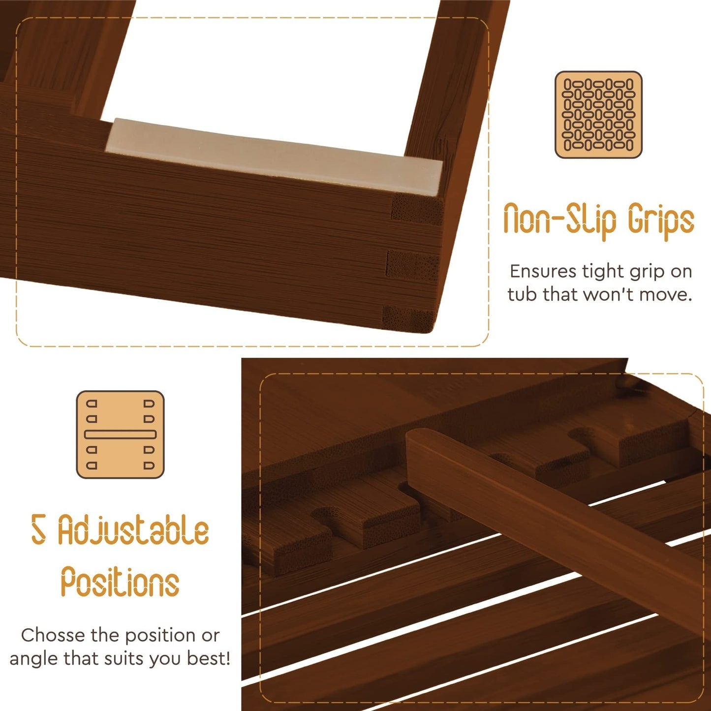 Vassoio per vasca da bagno - Vassoio regolabile in bambù per vasca da bagno - Vassoio pieghevole per vasca da bagno in legno - Accessori per il bagno