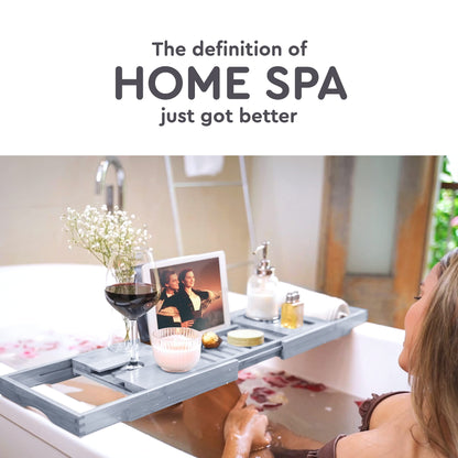 Vassoio per vasca da bagno - Vassoio regolabile in bambù per vasca da bagno - Vassoio pieghevole per vasca da bagno in legno - Accessori per il bagno