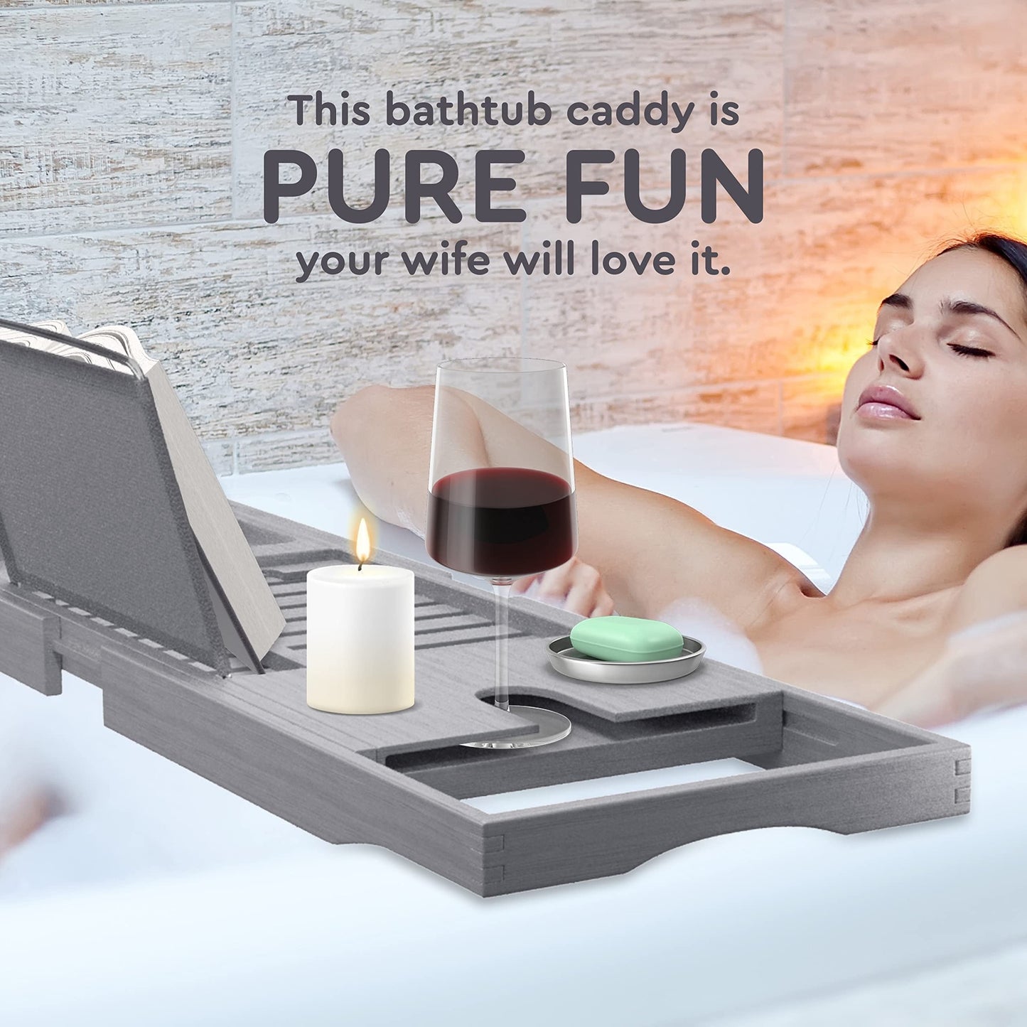 Vassoio per vasca da bagno - Vassoio regolabile in bambù per vasca da bagno - Vassoio pieghevole per vasca da bagno in legno - Accessori per il bagno