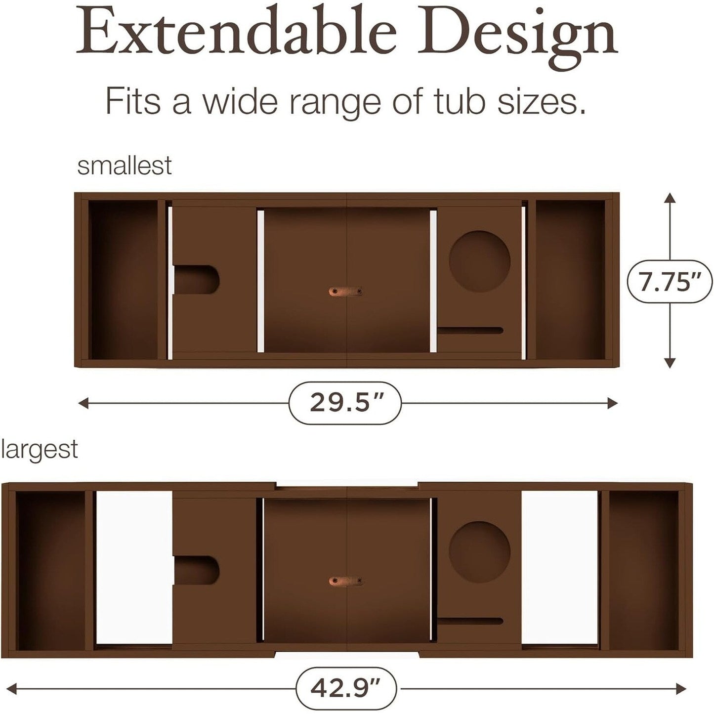 Vassoio per vasca da bagno in bambù - Vassoio espandibile per vasca, porta libri e tablet - Tavolo da bagno, vassoio per vasca, portaoggetti per vasca, design pieghevole