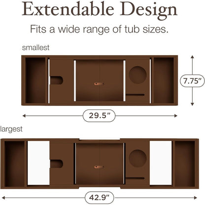 Vassoio per vasca da bagno in bambù - Vassoio espandibile per vasca, porta libri e tablet - Tavolo da bagno, vassoio per vasca, portaoggetti per vasca, design pieghevole