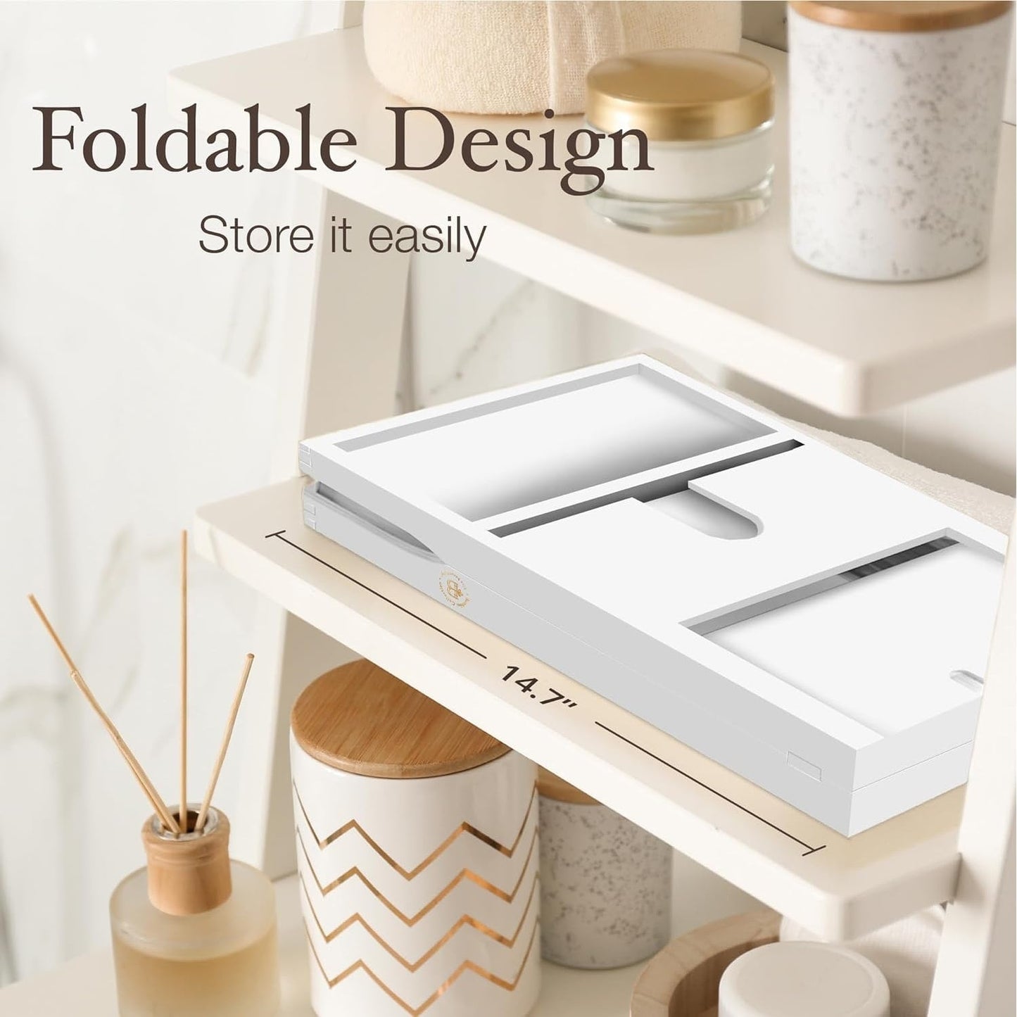 Vassoio per vasca da bagno in bambù - Vassoio espandibile per vasca, porta libri e tablet - Tavolo da bagno, vassoio per vasca, portaoggetti per vasca, design pieghevole