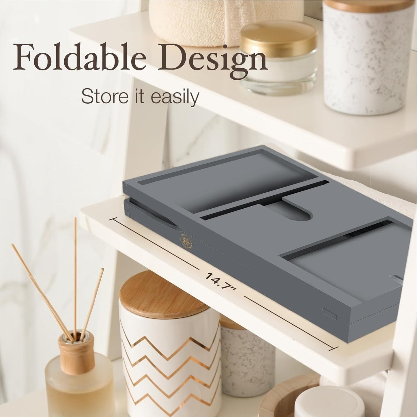 Vassoio per vasca da bagno in bambù - Vassoio espandibile per vasca, porta libri e tablet - Tavolo da bagno, vassoio per vasca, portaoggetti per vasca, design pieghevole