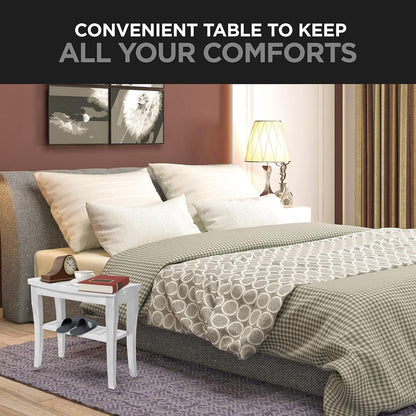 Sgabello da doccia in bambù per spa - Seduta in legno a 2 livelli, poggiapiedi, sgabello da barba con piedini antiscivolo + ripiano portaoggetti