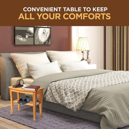 Sgabello da doccia in bambù per spa - Seduta in legno a 2 livelli, poggiapiedi, sgabello da barba con piedini antiscivolo + ripiano portaoggetti