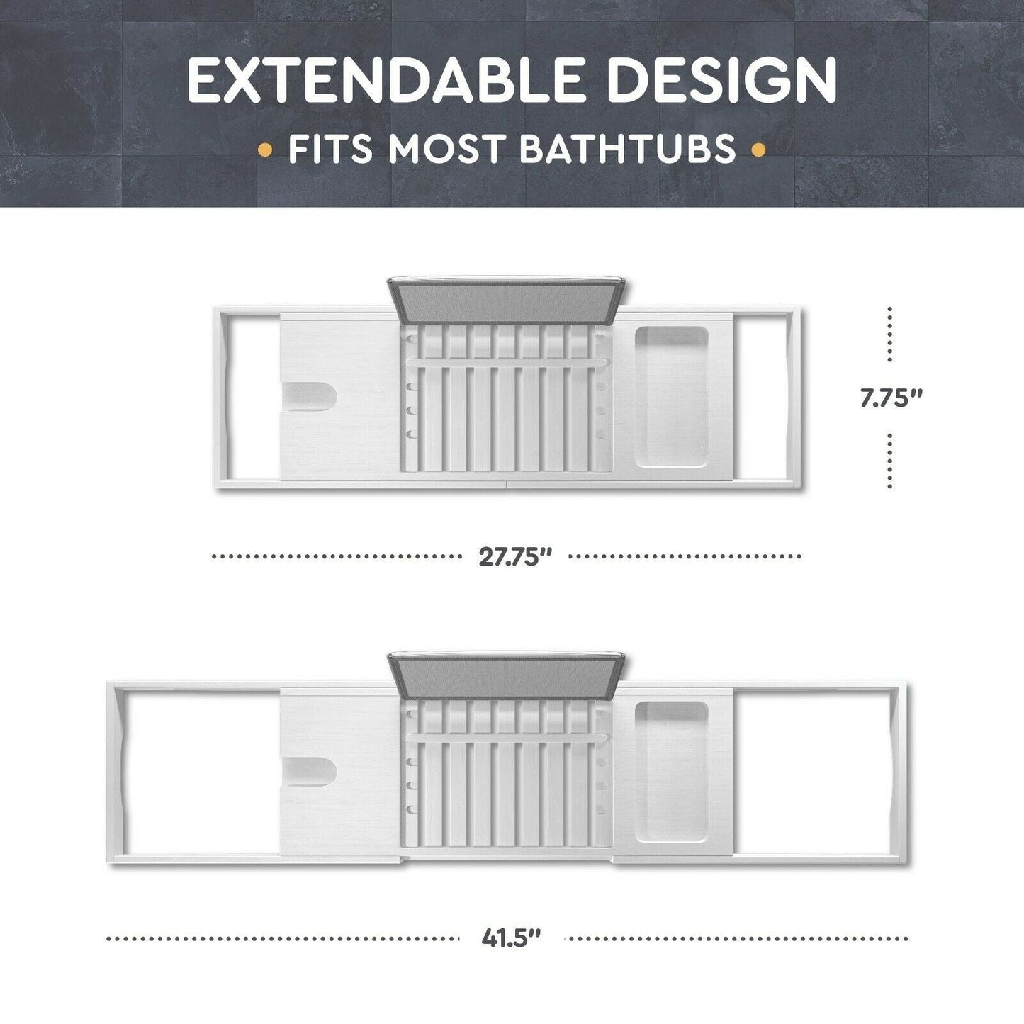 Vassoio per vasca da bagno - Vassoio regolabile in bambù per vasca da bagno - Vassoio pieghevole per vasca da bagno in legno - Accessori per il bagno