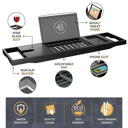 Vassoio per vasca da bagno - Vassoio regolabile in bambù per vasca da bagno - Vassoio pieghevole per vasca da bagno in legno - Accessori per il bagno