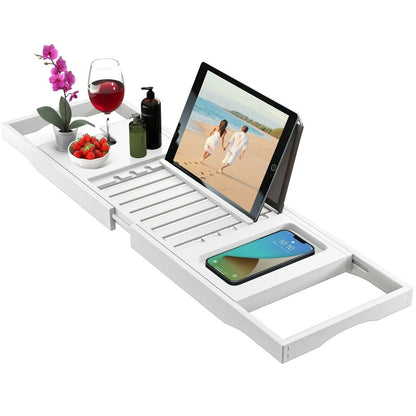 Vassoio per vasca da bagno - Vassoio regolabile in bambù per vasca da bagno - Vassoio pieghevole per vasca da bagno in legno - Accessori per il bagno