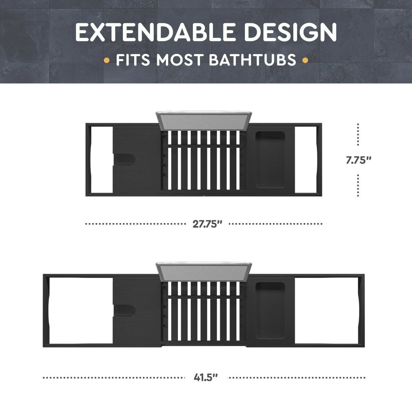 Vassoio per vasca da bagno - Vassoio regolabile in bambù per vasca da bagno - Vassoio pieghevole per vasca da bagno in legno - Accessori per il bagno