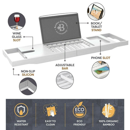 Vassoio per vasca da bagno - Vassoio regolabile in bambù per vasca da bagno - Vassoio pieghevole per vasca da bagno in legno - Accessori per il bagno