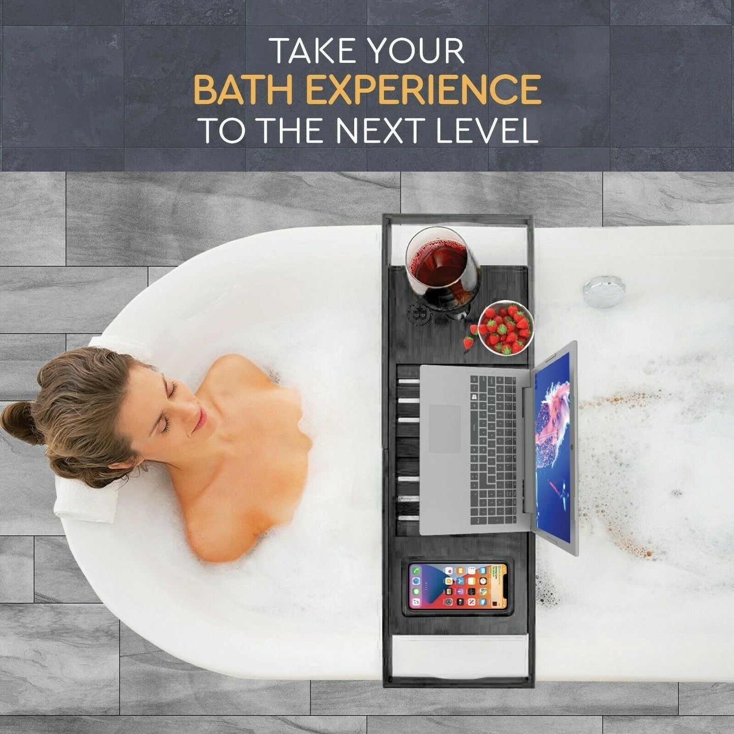 Vassoio per vasca da bagno - Vassoio regolabile in bambù per vasca da bagno - Vassoio pieghevole per vasca da bagno in legno - Accessori per il bagno