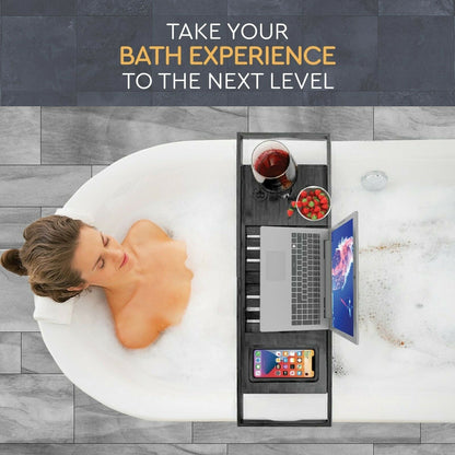 Vassoio per vasca da bagno - Vassoio regolabile in bambù per vasca da bagno - Vassoio pieghevole per vasca da bagno in legno - Accessori per il bagno