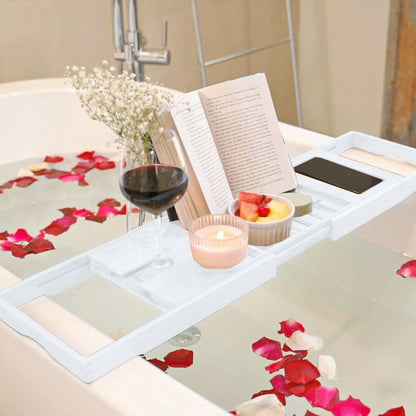 Vassoio per vasca da bagno - Vassoio regolabile in bambù per vasca da bagno - Vassoio pieghevole per vasca da bagno in legno - Accessori per il bagno