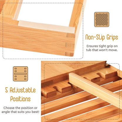 Vassoio per vasca da bagno - Vassoio regolabile in bambù per vasca da bagno - Vassoio pieghevole per vasca da bagno in legno - Accessori per il bagno