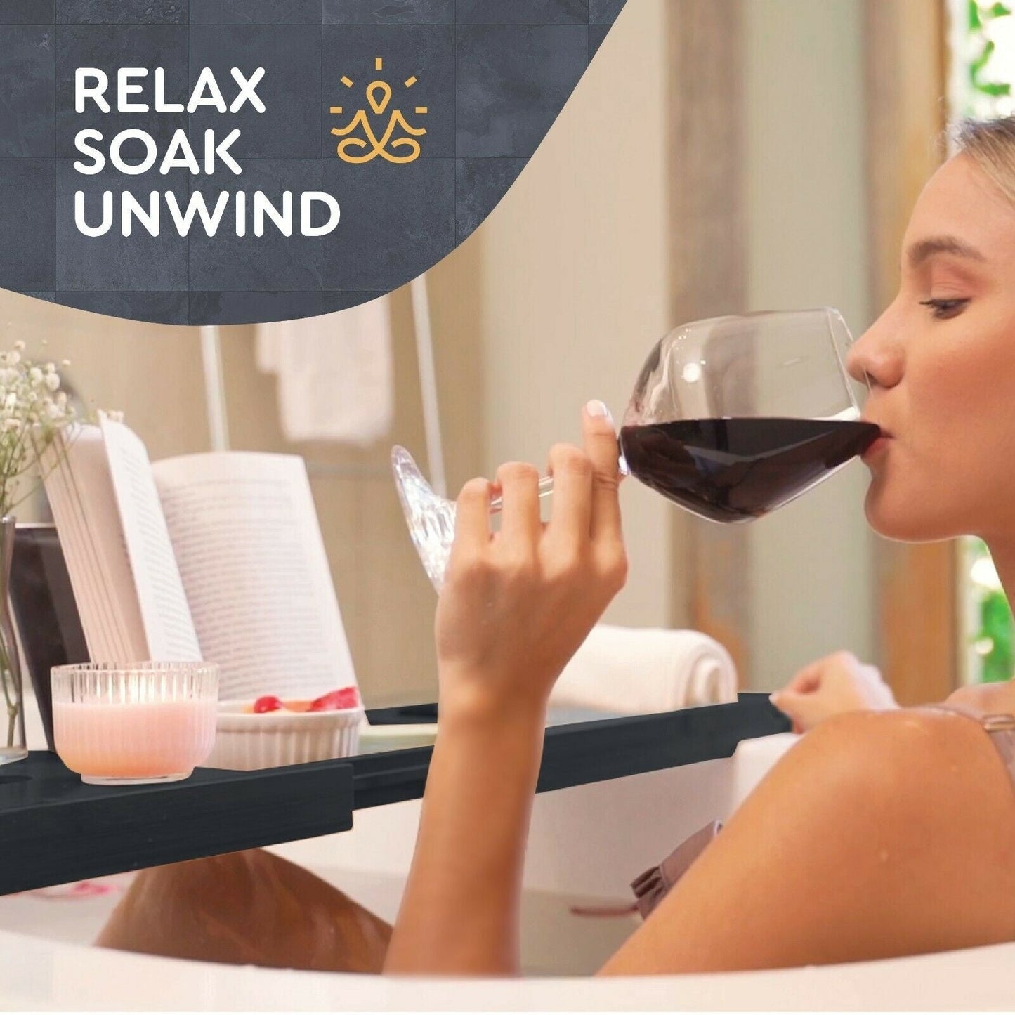 Vassoio per vasca da bagno - Vassoio regolabile in bambù per vasca da bagno - Vassoio pieghevole per vasca da bagno in legno - Accessori per il bagno