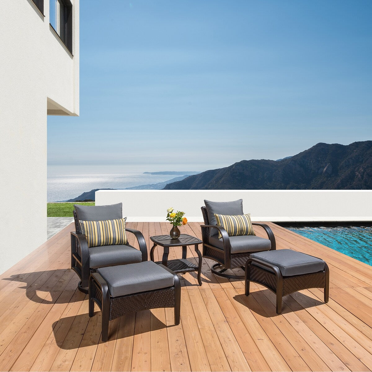 Set di 5 poltrone da esterno e pouf Barcelo Sunbrella Motion per patio