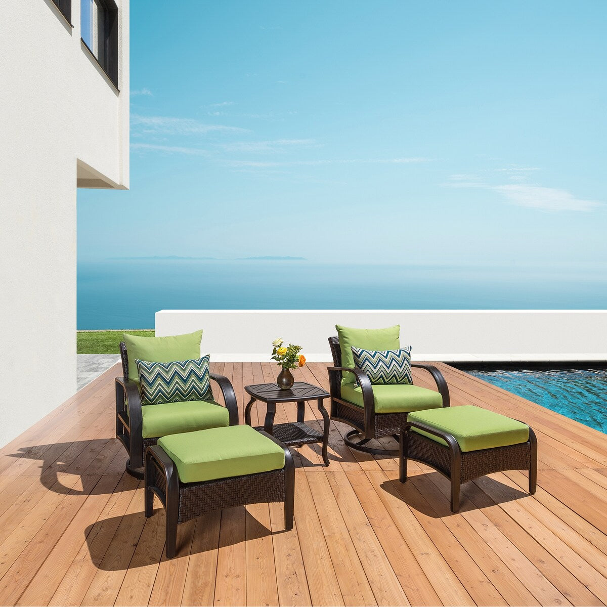 Set di 5 poltrone da esterno e pouf Barcelo Sunbrella Motion per patio