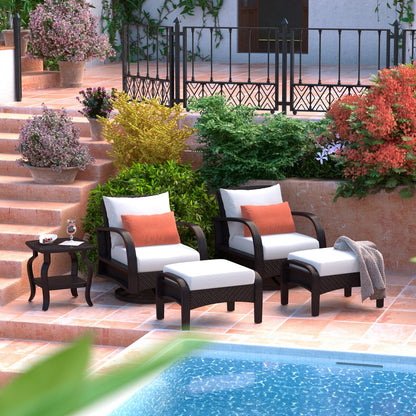 Set di 5 poltrone da esterno e pouf Barcelo Sunbrella Motion per patio