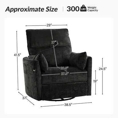 Poltrona reclinabile girevole a dondolo Barry Modern 38 con porte USB di HULALA HOME