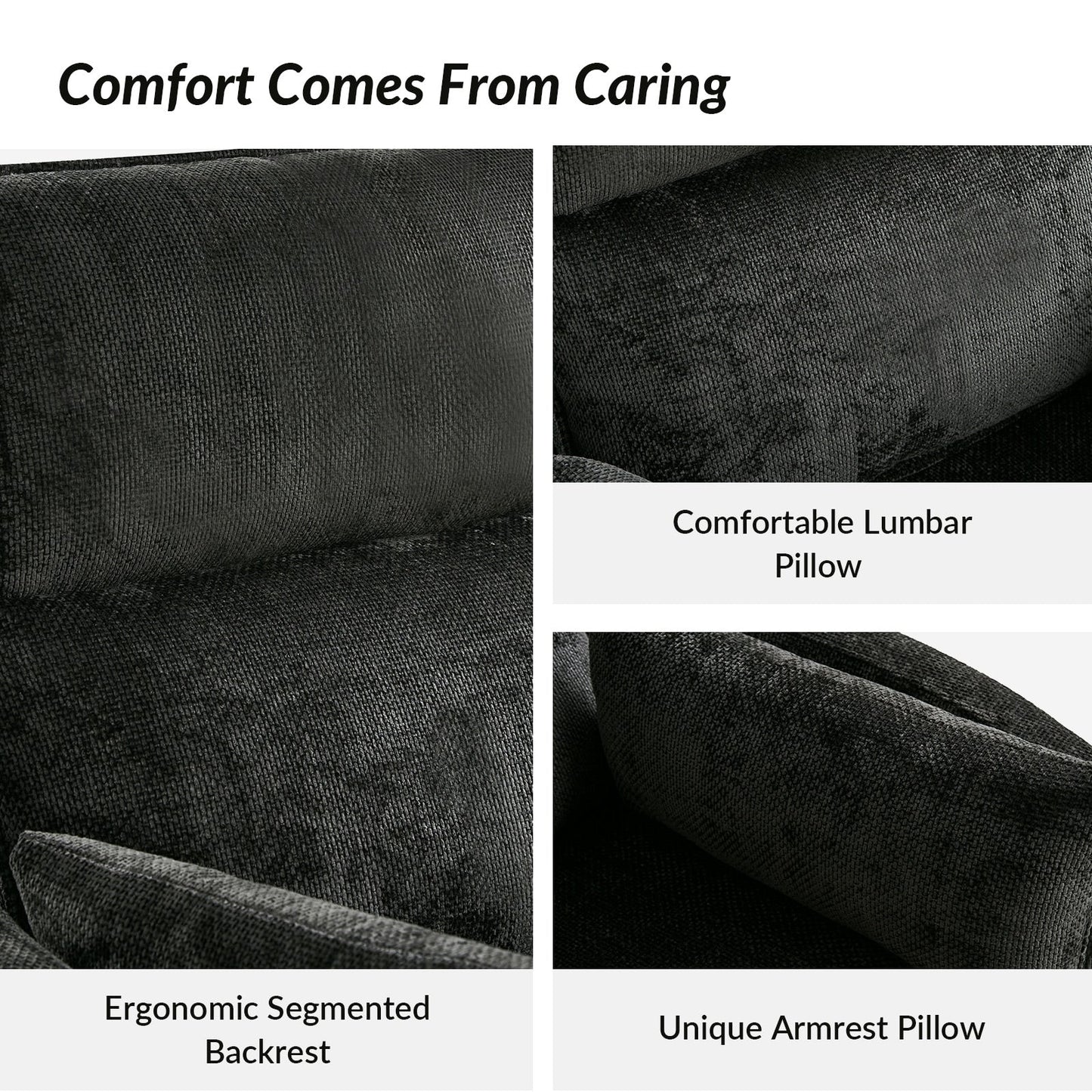 Poltrona reclinabile girevole a dondolo Barry Modern 38 con porte USB di HULALA HOME