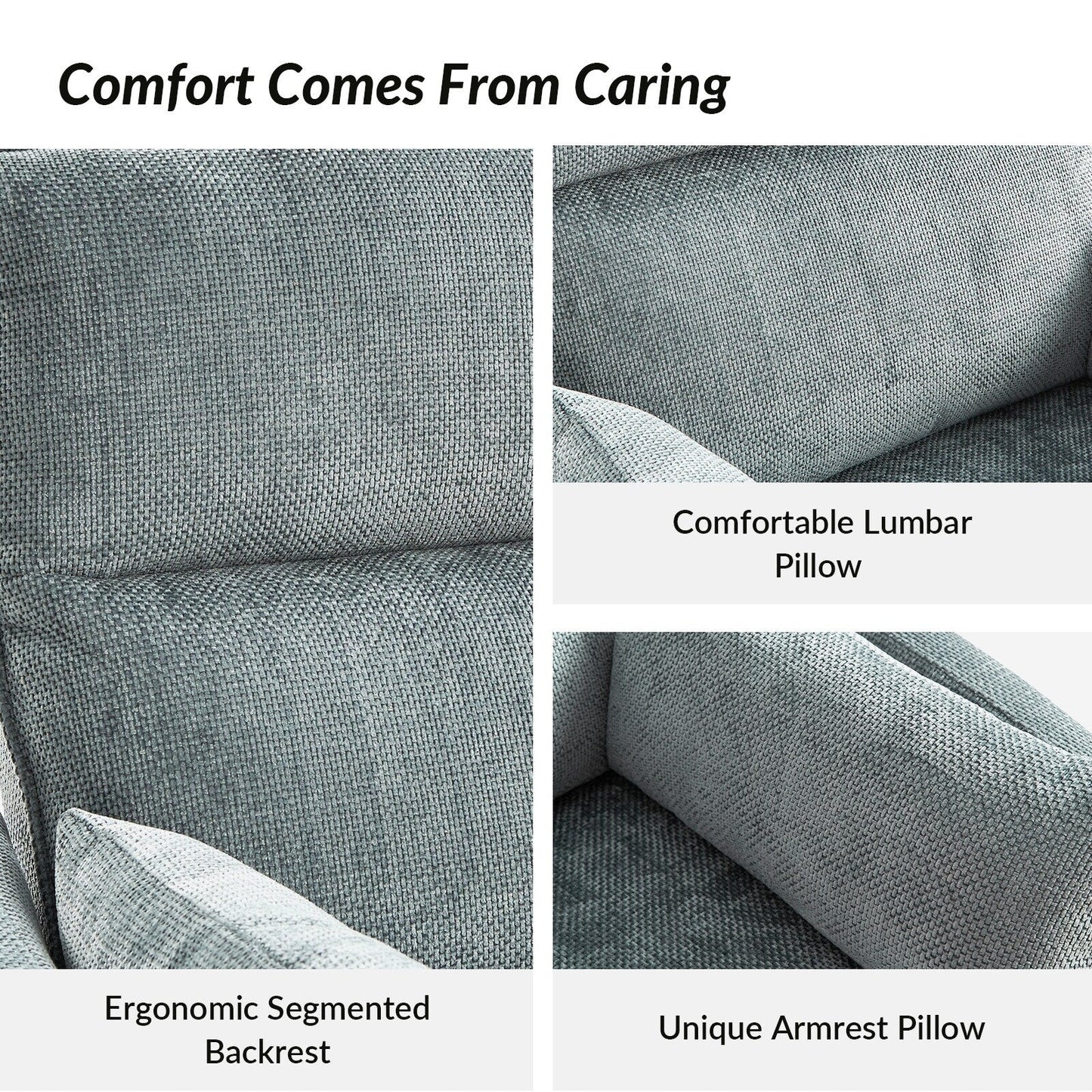 Poltrona reclinabile girevole a dondolo Barry Modern 38 con porte USB di HULALA HOME