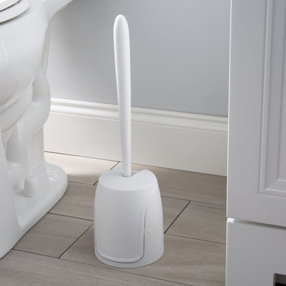 Scopino per WC Bath Bliss con coperchio a chiusura automatica e setole in gomma morbida - 5x5x 17