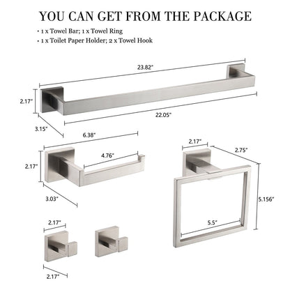 Set di accessori per il bagno Bathlet da 5 pezzi in acciaio inossidabile