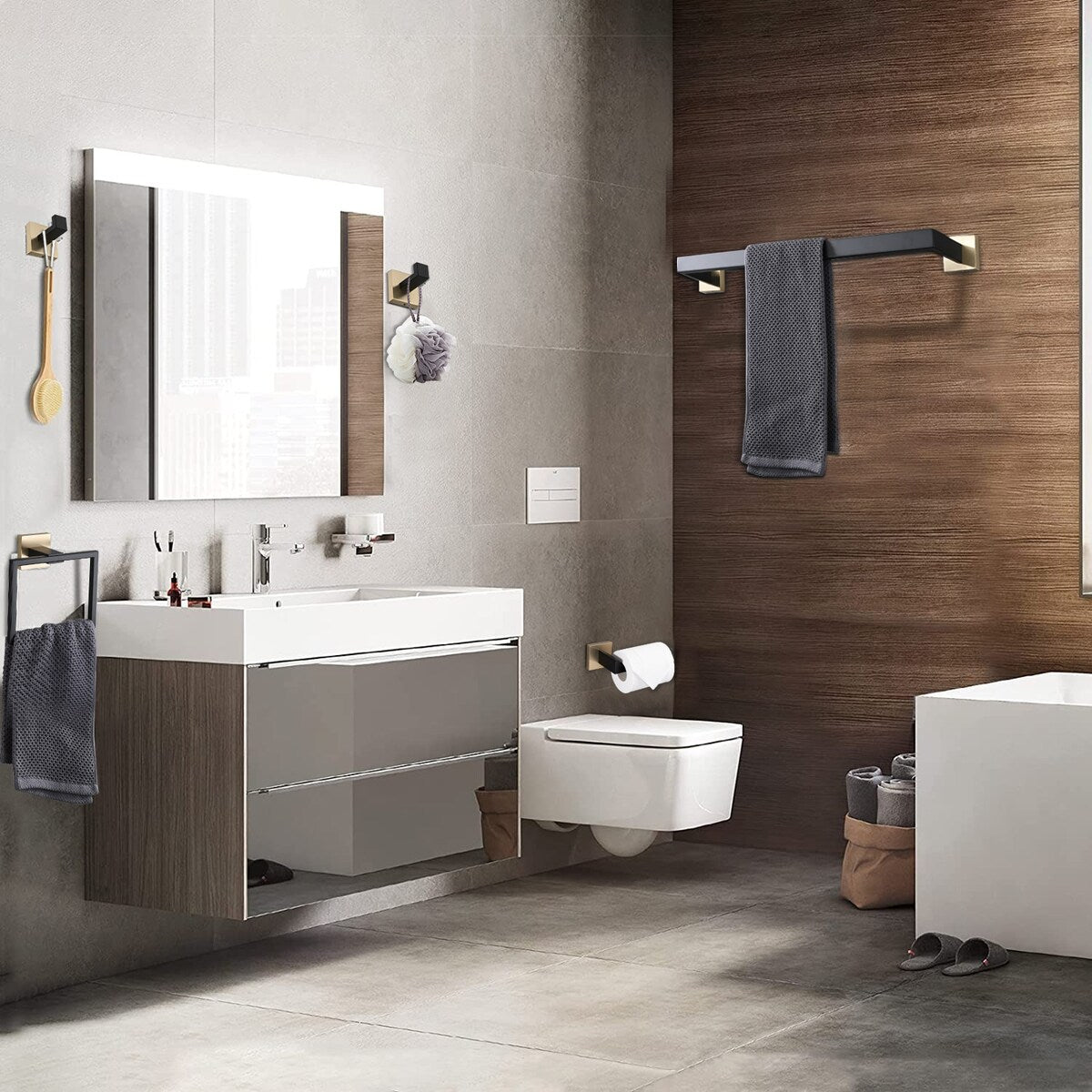 Set di accessori per il bagno Bathlet da 5 pezzi in acciaio inossidabile