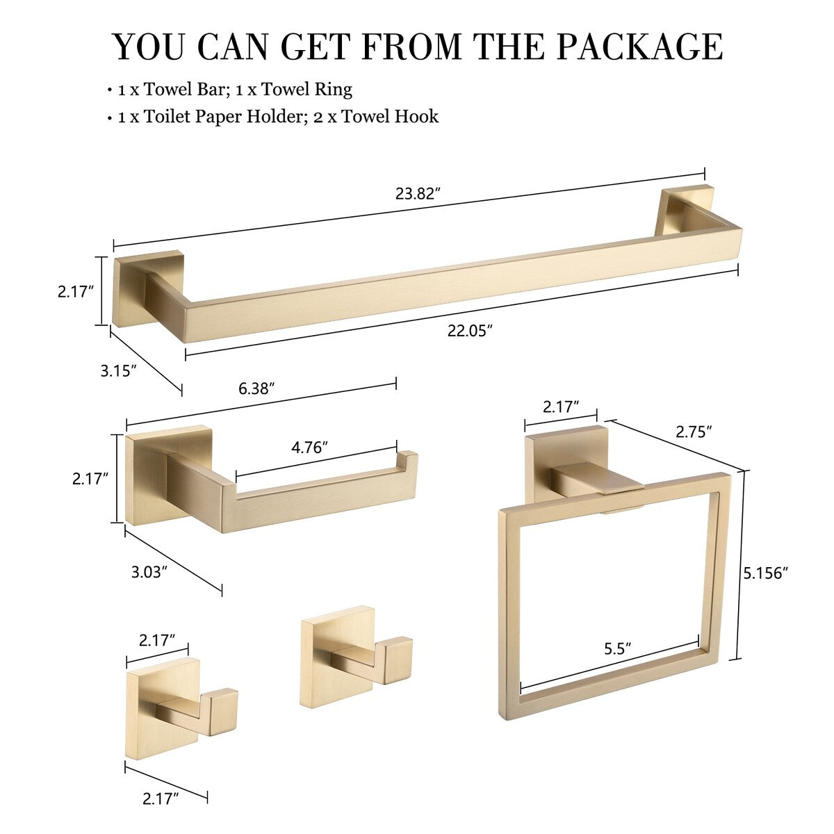 Set di accessori per il bagno Bathlet da 5 pezzi in acciaio inossidabile