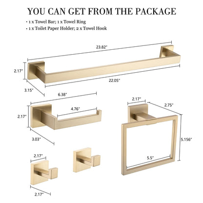 Set di accessori per il bagno Bathlet da 5 pezzi in acciaio inossidabile