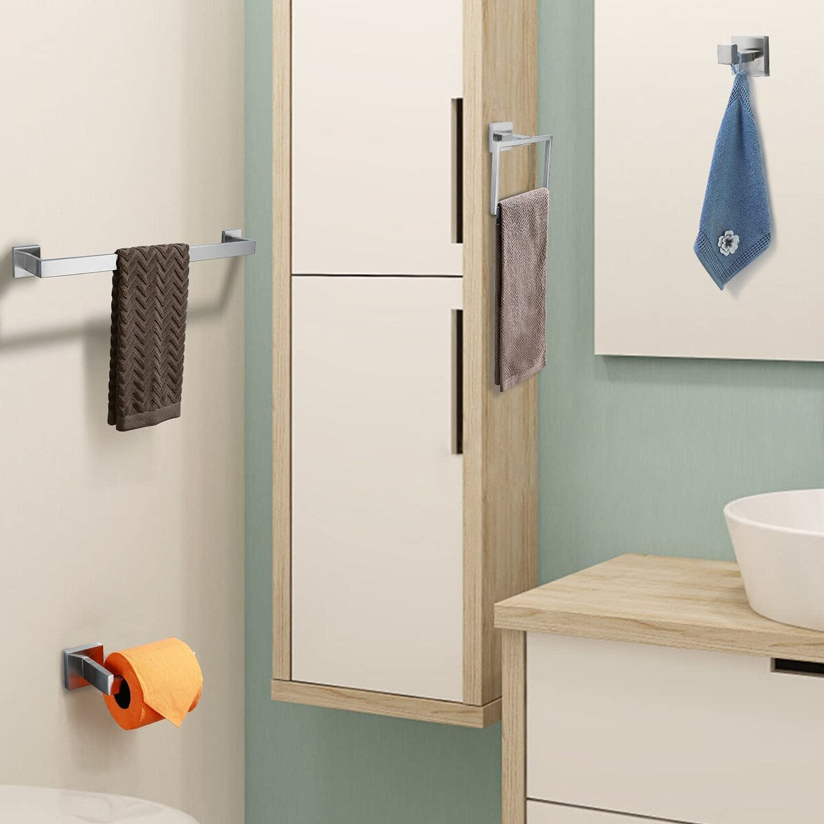 Set di accessori per il bagno Bathlet da 5 pezzi in acciaio inossidabile