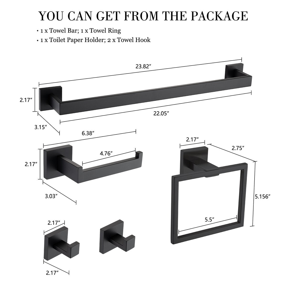 Set di accessori per il bagno Bathlet da 5 pezzi in acciaio inossidabile
