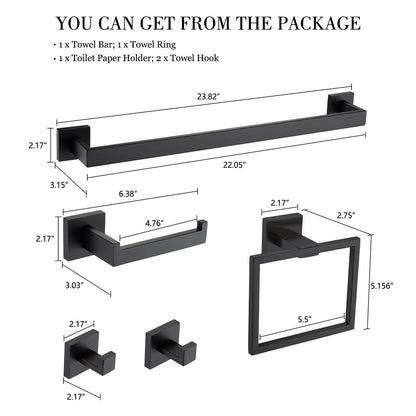 Set di accessori per il bagno Bathlet da 5 pezzi in acciaio inossidabile
