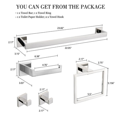 Set di accessori per il bagno Bathlet da 5 pezzi in acciaio inossidabile