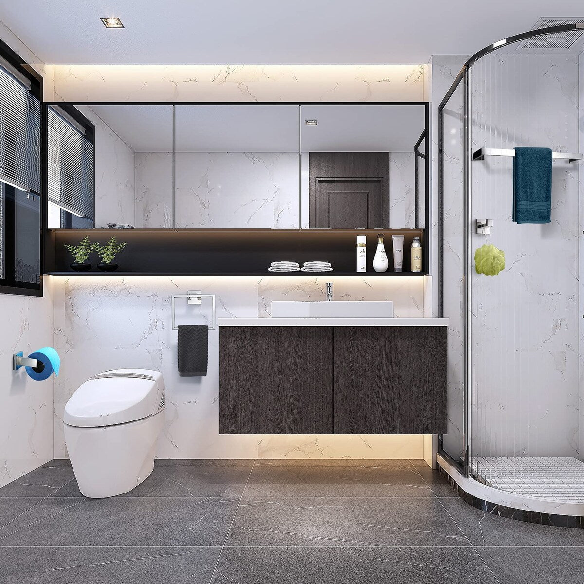 Set di accessori per il bagno Bathlet da 5 pezzi in acciaio inossidabile